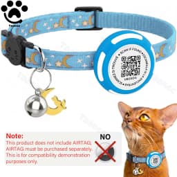 Glow AirTag Cat Collar with Airtag Holder & Pet Name QR Code for Apple Tracker Dual Protection Pet Collar for Kitten Puppy