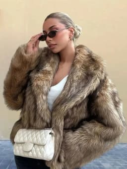 Retro Long Sleeved Fur Jacket for Women Solid Color Lapel Faux Fur Cardigan Tops Fashion Ccasual Thickened Warm Overcoat
