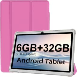 7 Inch Tablet PC, Android 11 Quad Core, 6GB(2+4GB Virtual) RAM 32GB ROM, WiFi, Dual Camera, USB C, with Leather Case