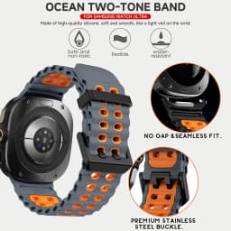 NEW Marine Silicone Strap for Samsung Watch Ultra 47mm Bracelet No Gaps Sport Two-Tone Band for Galaxy 8 Ultra Watchband Straps