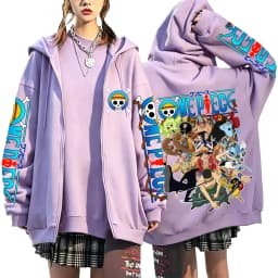One Piece Luffy Zoro Sanji All Characters 2026 New Japanese Anime Fashion Y2K Casual Sportswear Men's Couple Style Zip Up Hoodie