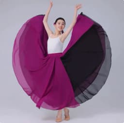 Double Layer Contrast Color Modern Dance Skirt Large Swing Half Body Skirt Performance Costume for Art Students Chiffon Material