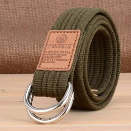 New Unisex Canvas Belt Double Ring Buckle Belts Men Women's Casual Business Cowboy Pants Belt