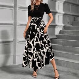 Women Dresses 2026 Spring Summer floral printed round-neck elegant dress exotic vacation style women's clothing vestidoes