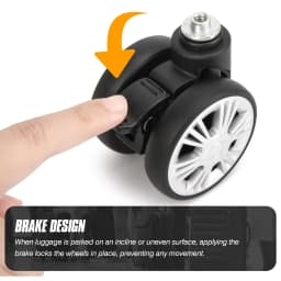 1/2 Pcs Luggage Replacement Wheels W/H Brakes Trolley Caster Travel Suitcase Wheel Double Row 360° Spinner Repairing Casters LN-