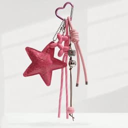 New Leather Star Bag Charm Cute Balloon Dog Rainbow Decorative Keychain Fashion Braided Rope Bag Pendant Accessorie