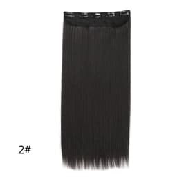WIGSIN 60cm Synthetic Long Straight Clip In One Piece Hair Extension 5 Clips Brown Black Heat Resistant Fake Hair for Women