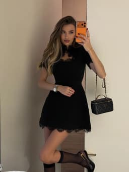 Lace Patchwork Hollow Out Bodycon Sheath High Collar Women Dresses Half Sleeves Outfits Sexy Club Fashion Female Mini Vestidos