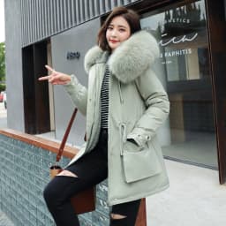 Winter Jacket Coat New Women Parka Clothes Long Coat Wool Liner Hooded Jacket Fur Collar Thick Warm Snow Wear Padded Parka
