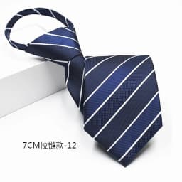 New 7cm Mens Tie Pre-tied Easy Wear Neck Tie Business Wedding Zipper Lazy Pre-tied Korean Style Striped Plaid Solid Necktie