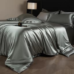 Silk Bed Sheets Set Luxury Bedding Set with Duvet Cover Fitted/Flat Bedheet Pillowcases Mixed with Rayon King Queen Full Twin