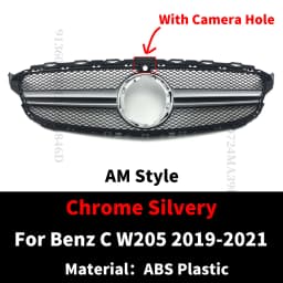 GT Diamond Front Bumper Grille For Mercedes W205 Grill C205 S205 Benz C 2014-2021 C200 C260 C180 C250 C300 Coupe AMG Tuning