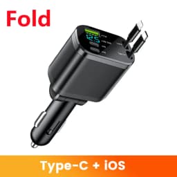 Elough 5 IN 1 Car Charger Retractable USB C to Lightning Cable 2 Type C Port Car USB Charger For IPhone Phone Adapter Compatible