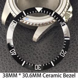 Sloping 38mm * 30.6mm Ceramic/Aluminum Bezel GMT and Diving Watch Insert Fits for 40mm Men's Watch Case Bezel Replacement Insert