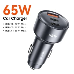 Toocki 65W USB C Car Charger 3 Ports Type C Fast Charge PPS PD3.0 QC Car Phone Charger For iPhone 16 Xiaomi Huawei Samsung