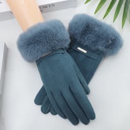 Women Winter Keep Warm Plush Wrist Fingertips Clamshell Touch Screen Gloves Fashion Elegant Retro Luxury Drive Cycling Thicken