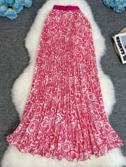 Polka Dot Print High Elegant A-line Pleated Long Skirt For Women 2025 Spring autumn Office Lady Casual Leopard Skirts