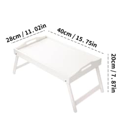 Foldable Bamboo Breakfast Tray with Handles - Ideal for Bed, Sofa or TV - Laptop, Snack and Meal Tray (Black/White)