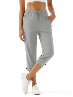 TACVASEN Womens Quick Dry Hiking 3/4 Cargo Capris Water Resistant Outdoor Pants Lightweight Athletic Capri Pants with Zip Pocket