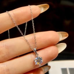 GRA 1-3CT Classic Round Certified Moissanite Diamond Dating Wedding Necklace For Women Real 925 Sterling Silver Luxury Jewelry
