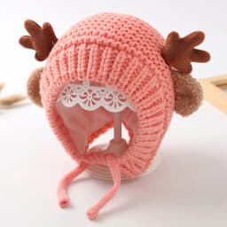Cute Elk Baby Hat With Ear Winter Christmas Knitted Kids Beanie Outdoor Ear Protection Cap Toddler Boys Girls Warm Ski Hats