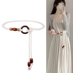White Shell Thin Waist Belt for Women Bohemian Ethnic Style Woven Waistband Ropes Lady Dress Decorative Straps Summer Accessory