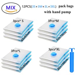 5/12/48PCS Vacuum Storage Bags For Clothes,Bedding,Space Saving Bags Storage Vacuum Seal Packet,Folding Compressed Organizer Bag