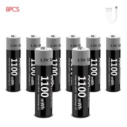 Kuugro 1.5V AAA USB Li-ion Rechargeable Battery Aaa 1.5V 1100mWh Lithium Batteries with 4-in-1 Cable for Toys Camera Flashlight