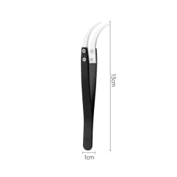 3PCS Anti-Static Ceramic Tweezers Stainless Steel Industrial Ceramic Tweezers Insulated Straight/Curved Tip Black-Whit Tweezers
