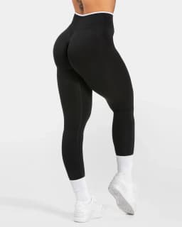 Women Solid Color Seamless Leggings White Edge Waist Tight High Waist Hip Lifting Yoga pants 2026New