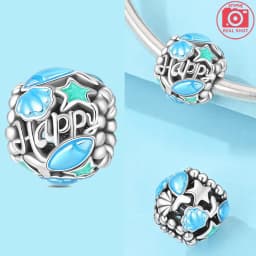 925 Sterling Silver Ocean Series Blue Turtle Starfish Shell Fit Original Bracelet Charms for Women diy Fine Jewelry Gifts