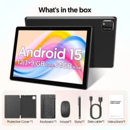 Latest Global Version Android 15 Tablet, 10-inch Tablet, Quad-core Processor, 1280*800 Resolution, 12 (3+9) GB RAM, 64GB Storage