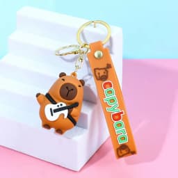 Capybara Keychain PVC Soft Key Accessories Cute Party Gifts for Christmas for Boys and Girls Key Buckles Metal