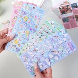 1 pc/4 pcs Cute Cartoon Birds Bear Drop 3D Relief Stickers Journaling DIY Diary Stationery Sticker Decor School Supplies
