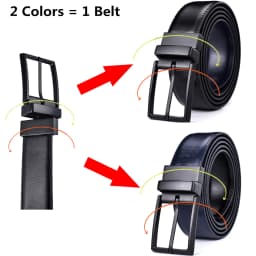 1Pcs Men's Leather Reversible Belt - Classic & Fashion Designs Two in One Belts With Rotated Buckle Ceinture Size 75-160cm