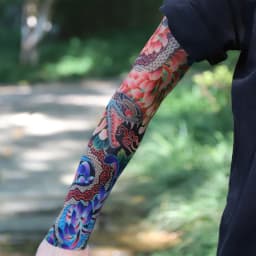 Ultra thin seamle Tattoo Flower Arm For Men Women Cool Travel Cycling Elastic Scratch Resistant Sunscreen Arm Sleeves Accessorie