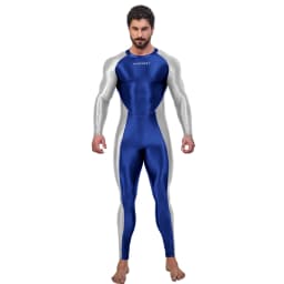 AMORESY Draco Men Oily Glossy Elastic Patchwork Jumpsuit Tracksuit Bodysuit Wrestling Sport Gym Fitness Tight Overalls Sweatsuit