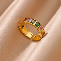 Cubic Zirconic Rectangle Open Rings For Women Men Gold Color Wedding Engaement Ring Luxury Brand Design Jewelry Christmas Gifts