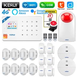 KERUI Security Alarm System Kit W184 4G WIFI GSM Alarm Wireless Home Tuya Smart APP Control Motion Sensor Burglar Support Alexa