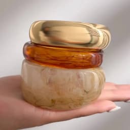 Salircon 3 Styles Boho Brown Off White Resin Acrylic Wide Bracelets Women New Stackable Round Chunky Bangle New Year Jewelry
