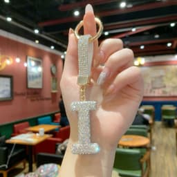 Full Rhinestone English Letter Keychain - Luxury Bag Charm & Car Key Ring, Elegant Small Gift