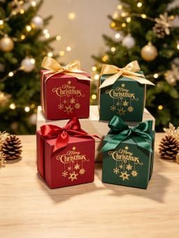 Christmas square paper gift box, Christmas candy chocolate Dim sum gift box, holiday party gift gift box decoration