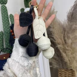 Small Cherry Ball Bag Decoration PU Woven Ball Ornament Personalized Bag Hanging Accessories Women's Bag Pendant Creative Gift