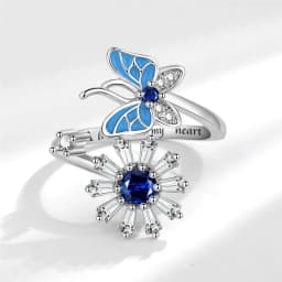 2026 Fashion Beads Anxiety Ring Fidget Spinner Rings Korea Crystal Butterfly Flower Star Moon Ring Anti Stress Jewelry Gift