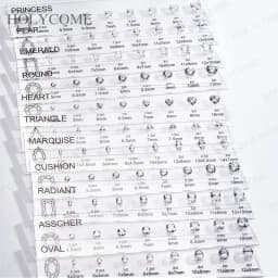 Custom Comparison Chart Kit Set Reference Various Fancy Shapes Gemstone 5A Cubic Zirconia Diamond Carat Sizes for Jewelry Store