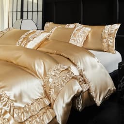 Luxury Satin Double-layered Ruffles Bedding Set Queen Soft Smooth Duvet Cover and Pillowcase Silky Single Double Comforter Cover
