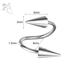 ZS 1 PC 16G Stainless Steel Twisted Nose Ring For Men Women Cone Spike Spiral Helix Cartilage Rings Lip Eyebrow Piercing Jewelry