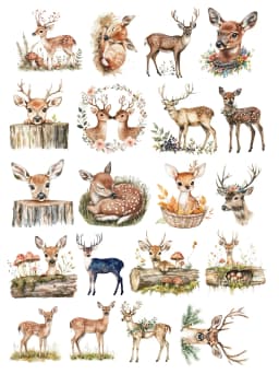 20pcs Cute Retro Forest Elk, Sika Deer Stickers DIY Scrapbook Diary Decoration Album Style Stationery Vintage Journal Supplies