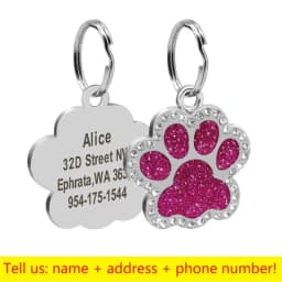 Stainless Steel Engraved Pet Name Collar Pendant ID Tags Personalized Anti-lost Engraved Diamond Pendant Necklace For Cat Dog ID