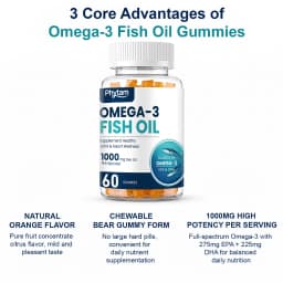 Omega 3 Fish Oil Gummies Support Brain & Nervous System Health, Cardiovascular & Skin Health, Antioxidant & Anti-Inflammation